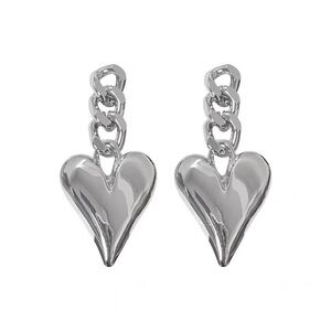 Silver Heart Drop Earrings
